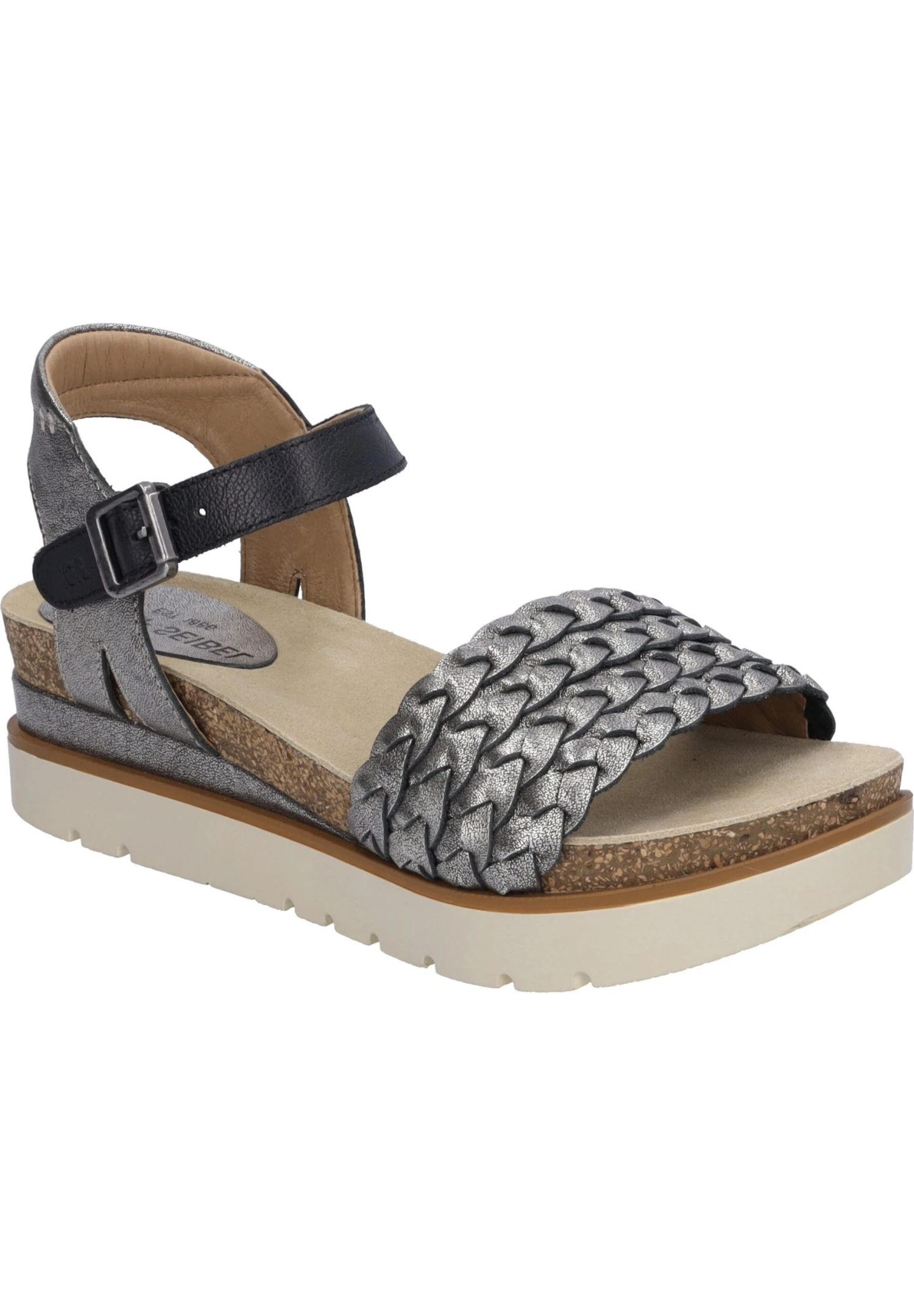 Josef Seibel Sandalen Met Sleehak - Platin-Kombi 2 Josef Seibel Sandalen Met Sleehak - Platin-Kombi - Afbeelding 2