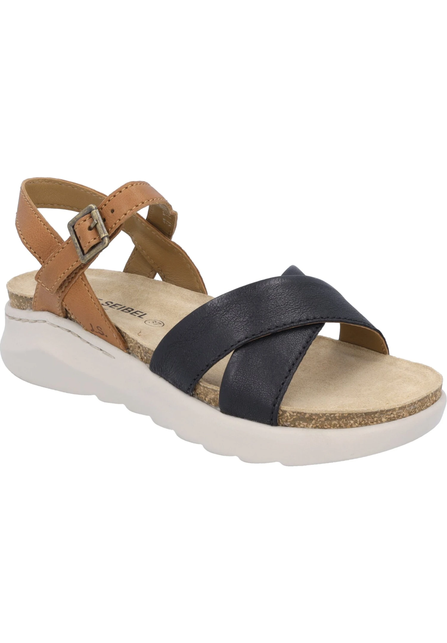 Josef Seibel Sandalen Met Sleehak - Schwarz Kombi 2 Josef Seibel Sandalen Met Sleehak - Schwarz Kombi - Afbeelding 2