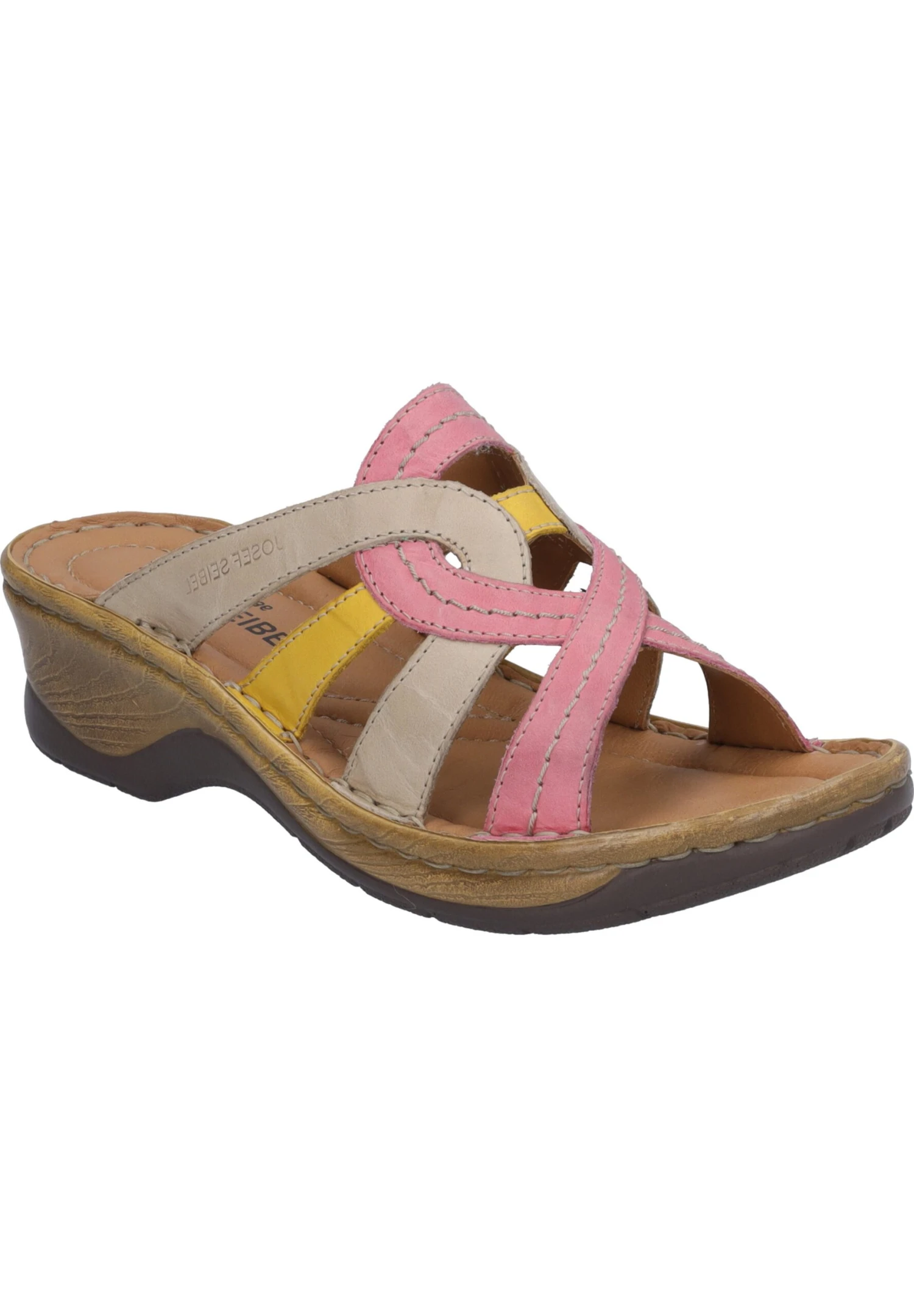 Josef Seibel Catalonia- Muiltjes Met Hak - Pink Multi 2 Josef Seibel Catalonia- Muiltjes Met Hak - Pink Multi - Afbeelding 2